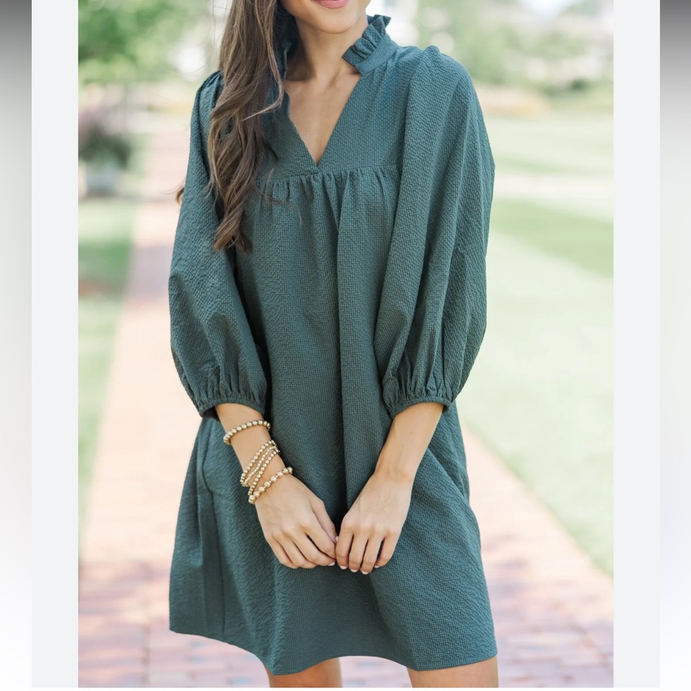 Green Textured Dress